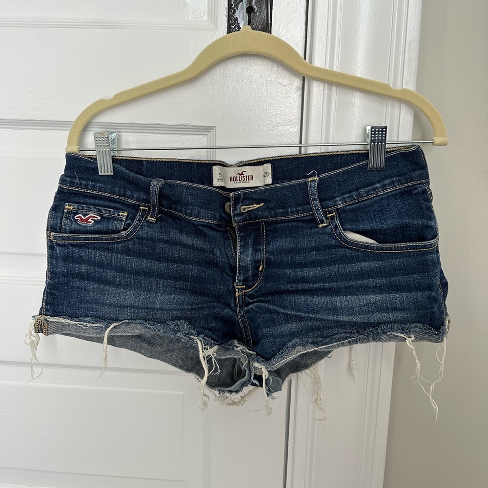 Hollister Low Rise Dark Wash Cuffed Denim Shorts